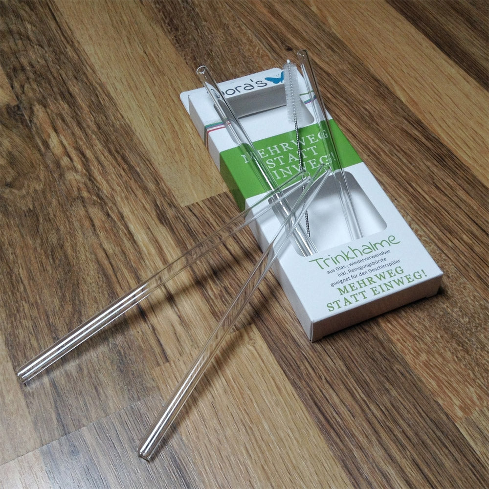 Glas Trinkhalme mit Reinigungsbürste | Dora's