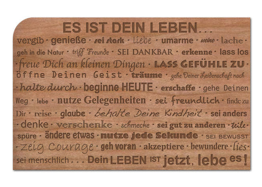 Holzpostkarte „Dein Leben ist jetzt. Lebe es!“ 