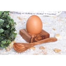 Olive Wood and Stainless Steel Desing Egg Holder